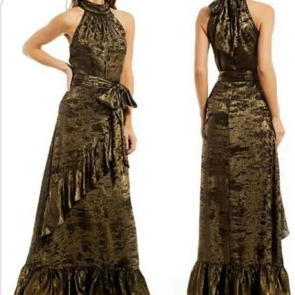 NWT Alex Marie Tiffany Gown Maxi Metallic Size 14